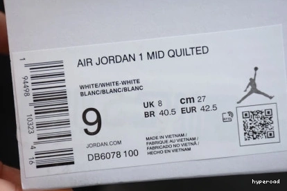 Hyperoad AIR 1 JORDAN WHITE QUILTED MID 0929
